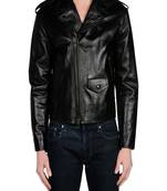 men's black lambskin leather jacket classic zip up style signature