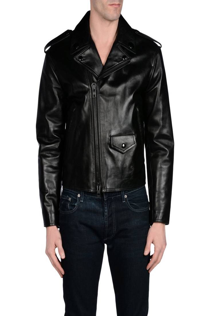 Men's black genuine lambskin leather jacket modern fashion outfit leather jacket-l93
