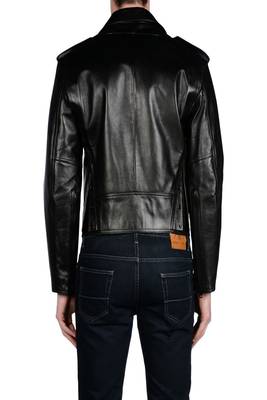 men's black lambskin leather jacket classic zip up style signature 2