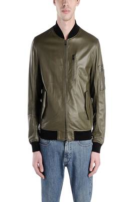 men's olive green lambskin leather jacket classic zip up style premium 1