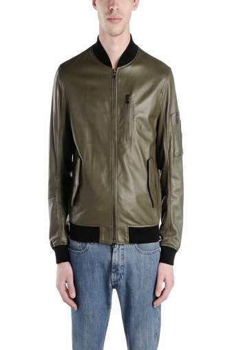 Men's olive green genuine lambskin leather jacket modern fashion outfit leather jacket-l94