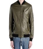 men's olive green lambskin leather jacket classic zip up style premium