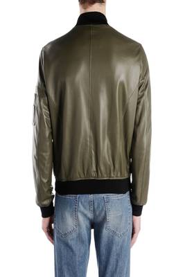 men's olive green lambskin leather jacket classic zip up style premium 2