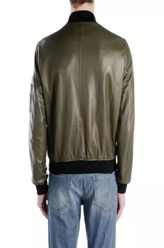 men's olive green lambskin leather jacket classic zip up style premium