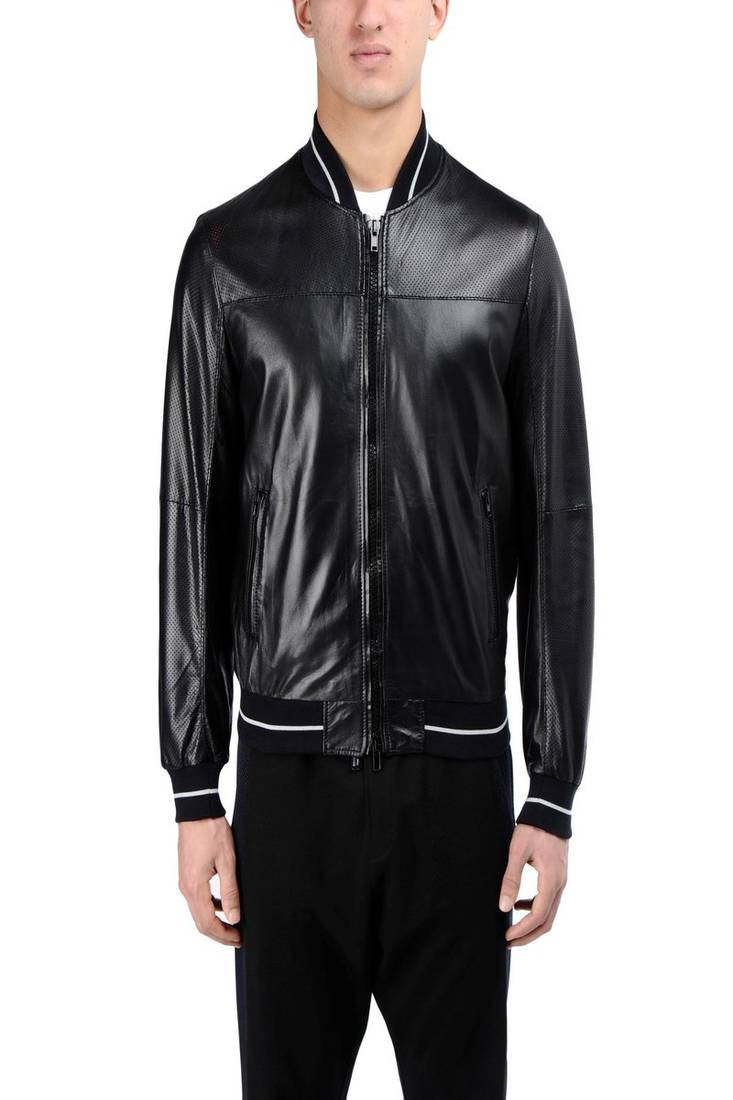 Men's black genuine lambskin leather jacket modern fashion outfit leather jacket-l95