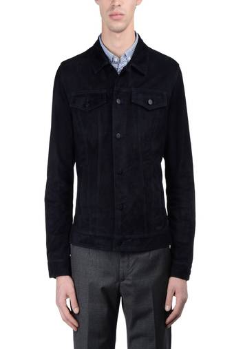 Men's navy blue genuine lambskin suede leather jacket modern fashion outfit leather jacket-l96