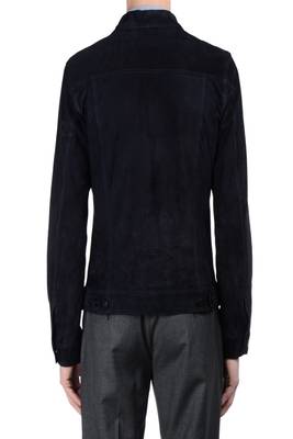 men's navy blue suede leather jacket classic zip up style 2
