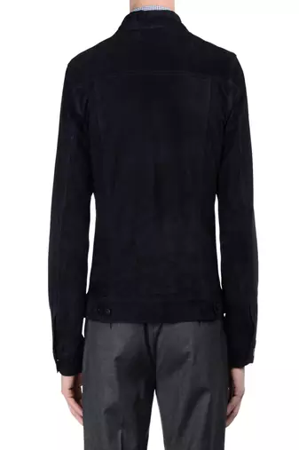 men's navy blue suede leather jacket classic zip up style