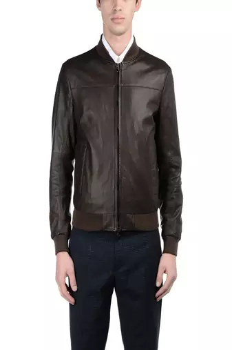 Men's black genuine lambskin leather jacket modern fashion outfit leather jacket-l97