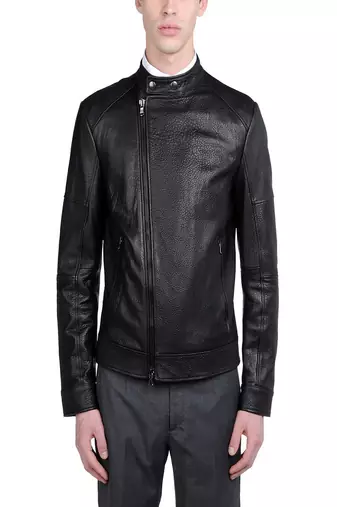 Men's black genuine lambskin leather jacket modern fashion outfit leather jacket-l98