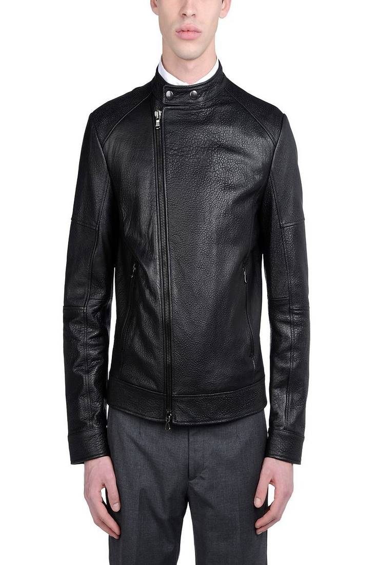Men's black genuine lambskin leather jacket modern fashion outfit leather jacket-l98