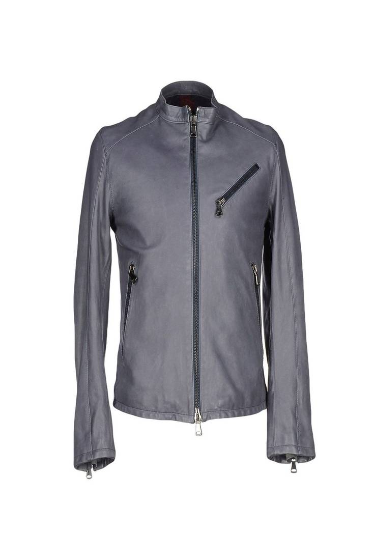 Men's grey genuine lambskin leather jacket modern fashion outfit leather jacket-l99