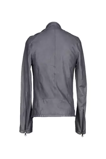 men's grey lambskin leather jacket classic zip up style