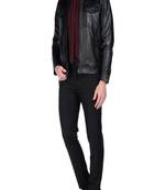 men's black lambskin leather jacket classic zip up style high quality