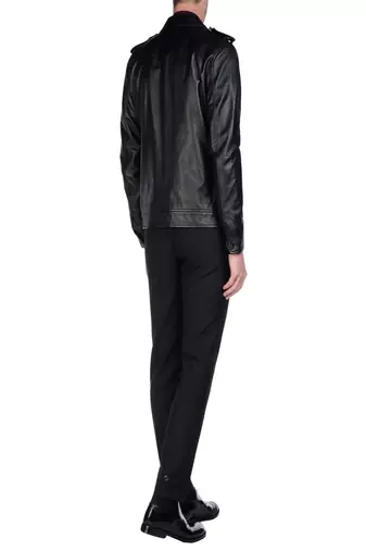 men's black lambskin leather jacket classic zip up style high quality