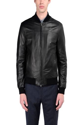 men's black lambskin leather jacket classic zip up style top grade