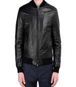 men's black lambskin leather jacket classic zip up style top grade