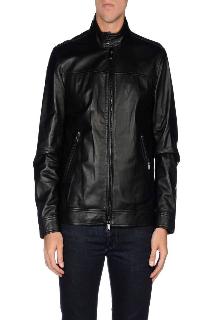 Men's black genuine lambskin leather jacket modern fashion outfit leather jacket-l102