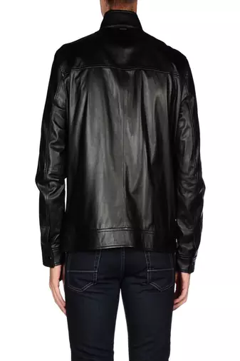 men's black lambskin leather jacket classic zip up style fine