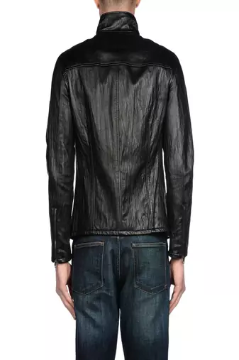 men's black lambskin leather jacket classic zip up style pro