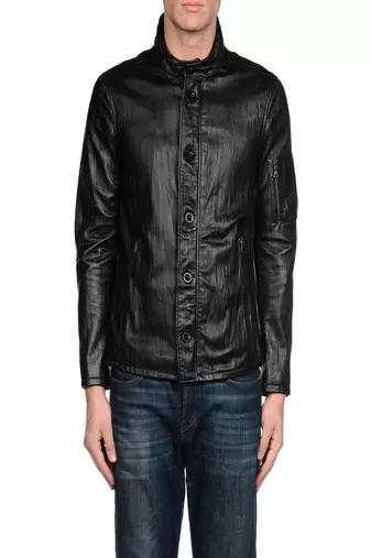 Men's black genuine lambskin leather jacket modern fashion outfit leather jacket-l103