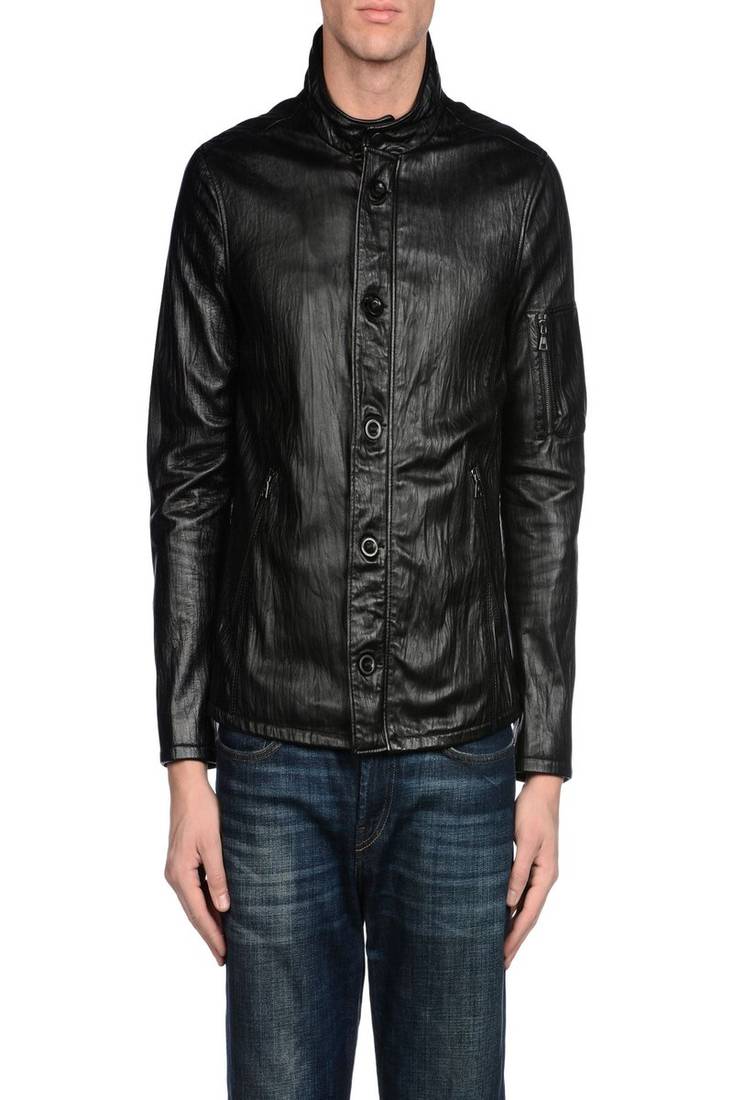 Men's black genuine lambskin leather jacket modern fashion outfit leather jacket-l103