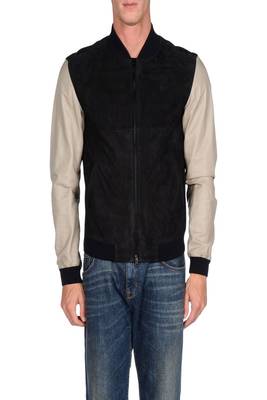 men's black premium suede leather jacket sleeveless silhouette 1