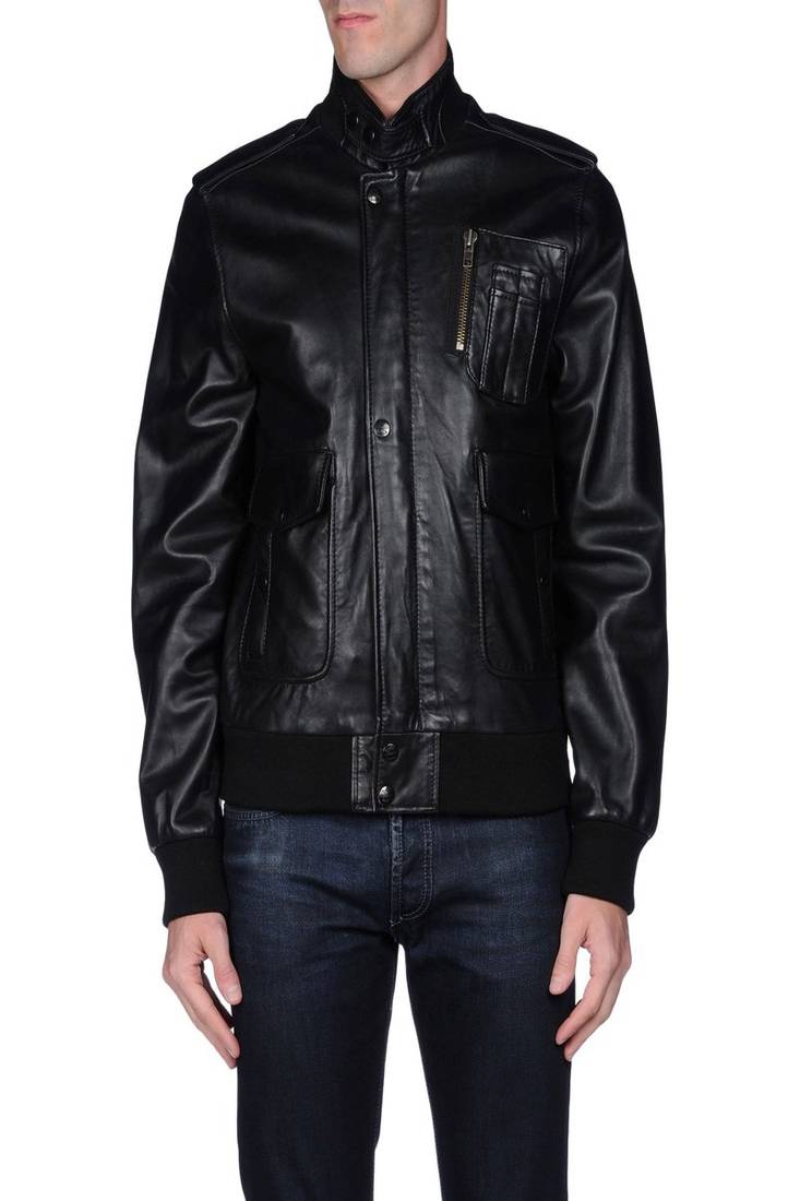 Men's black genuine lambskin leather jacket modern fashion outfit leather jacket-l106