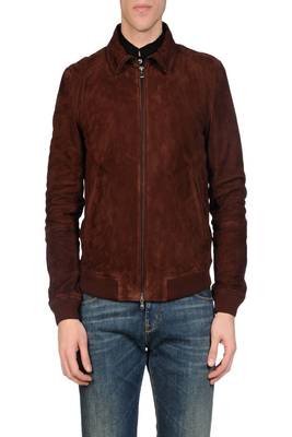 men's brown suede leather jacket classic zip up style 1