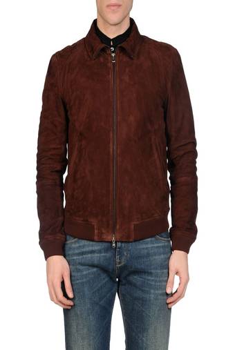 Men's brown suede genuine lambskin leather jacket modern fashion outfit leather jacket-l112