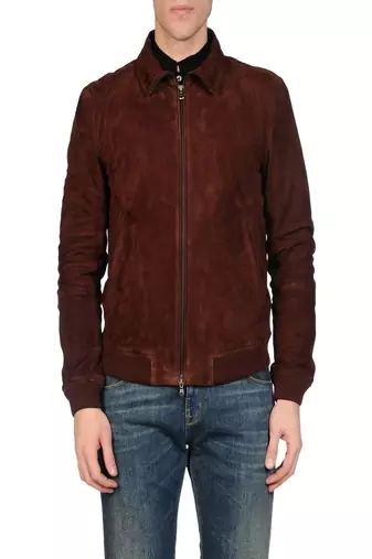 Men's brown suede genuine lambskin leather jacket modern fashion outfit leather jacket-l112