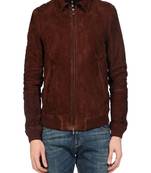 men's brown suede leather jacket classic zip up style