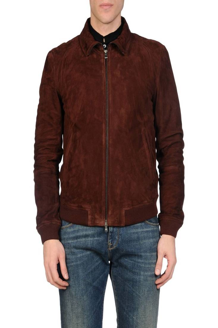 Men's brown suede genuine lambskin leather jacket modern fashion outfit leather jacket-l112