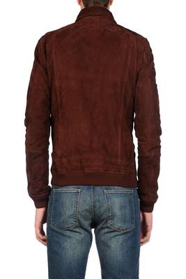 men's brown suede leather jacket classic zip up style 2