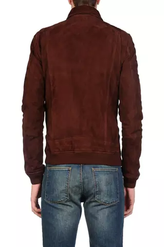 men's brown suede leather jacket classic zip up style