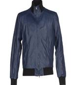 men's navy blue lambskin leather jacket classic zip up style modern