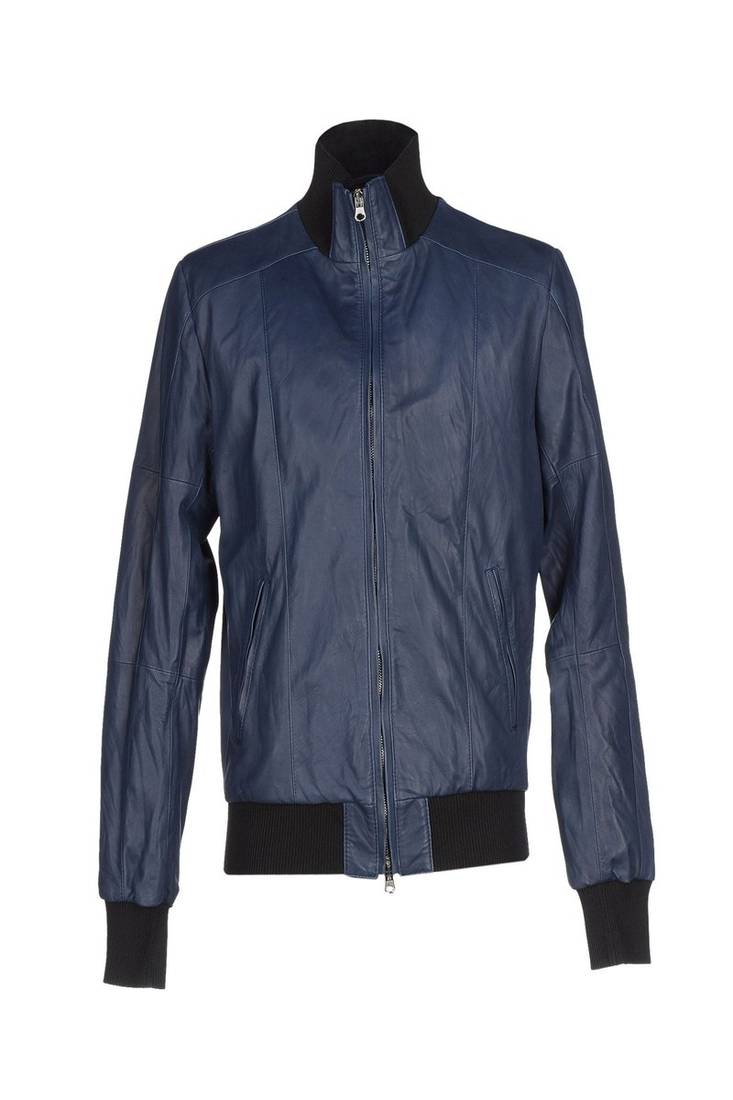 Men's navy blue genuine lambskin leather jacket modern fashion outfit leather jacket-l115