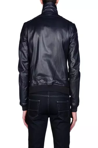 men's navy blue lambskin leather jacket classic zip up style stylish