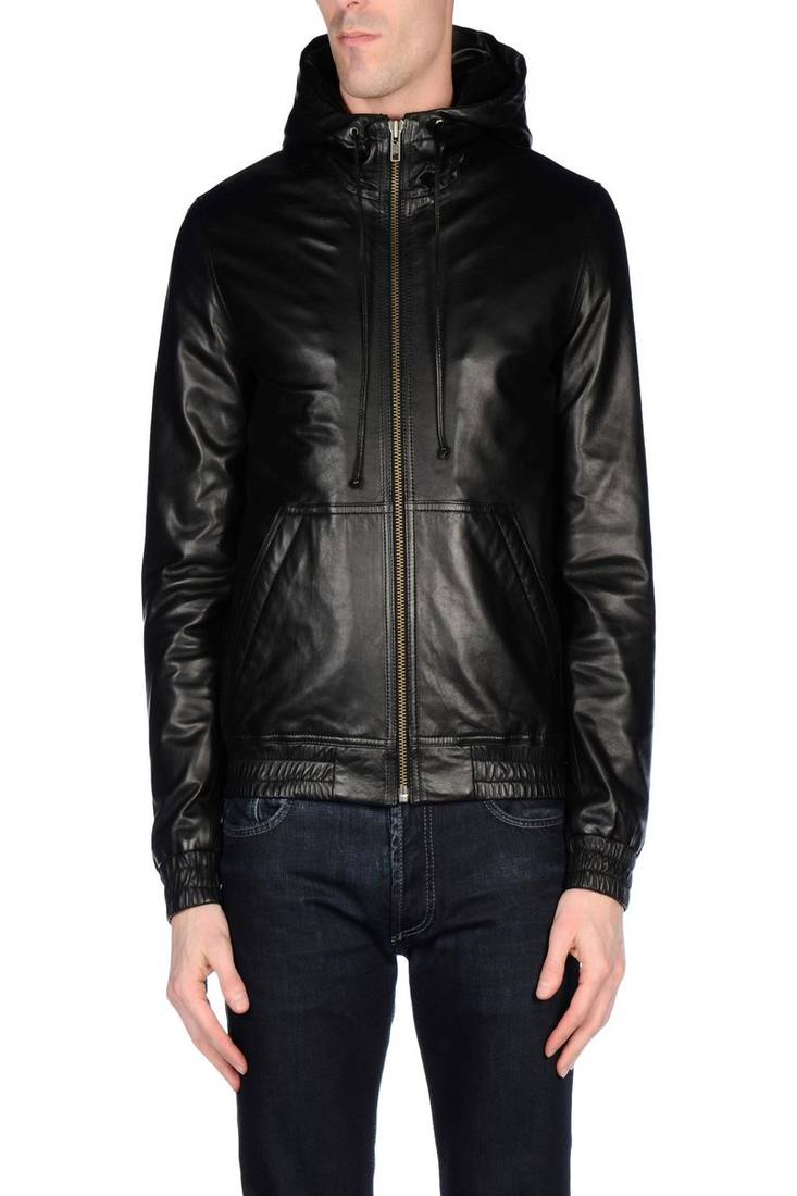 Men's black genuine lambskin leather jacket modern fashion outfit leather jacket-l117