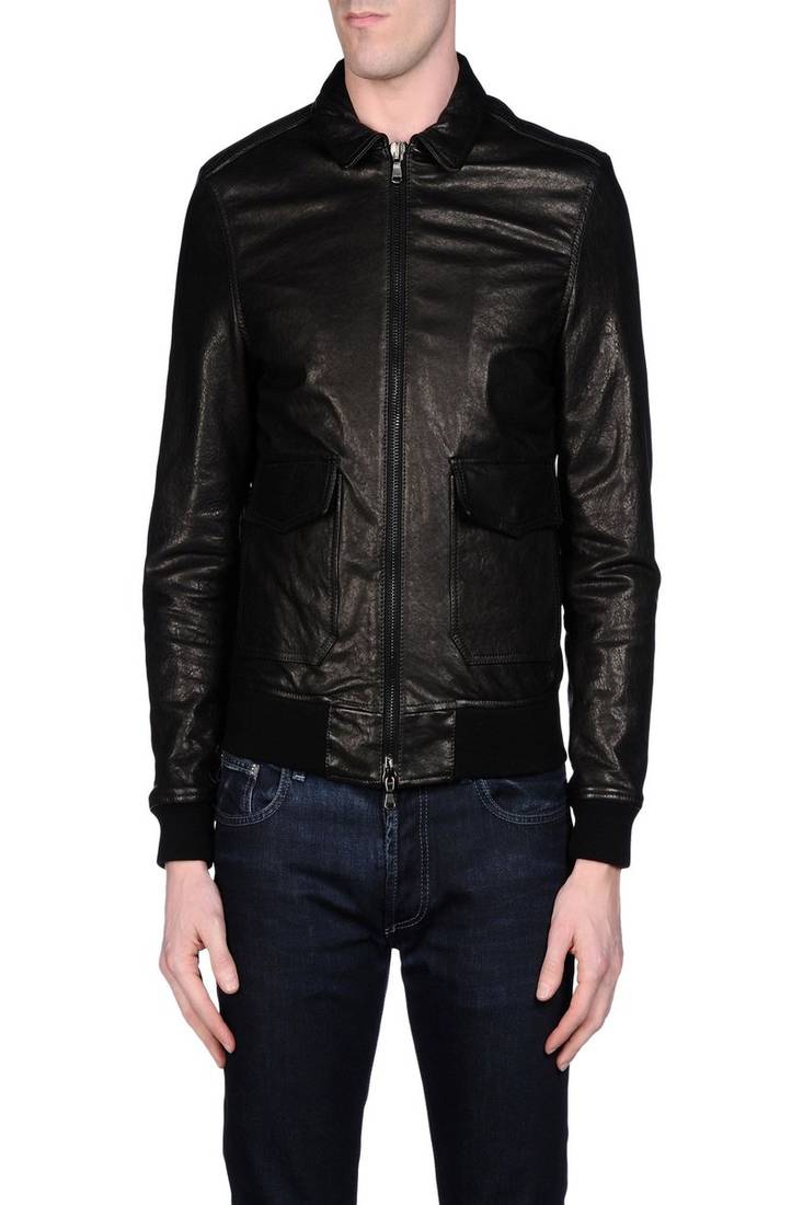 Men's black genuine lambskin leather jacket modern fashion outfit leather jacket-l118