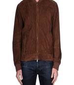 men's brown suede leather jacket classic zip up style premium