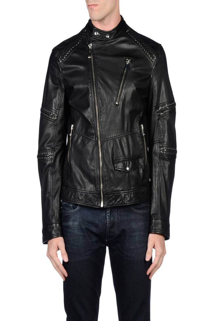 Men's black genuine lambskin leather jacket modern fashion outfit leather jacket-l122