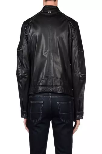 men's black lambskin leather jacket classic zip up style premium authentic