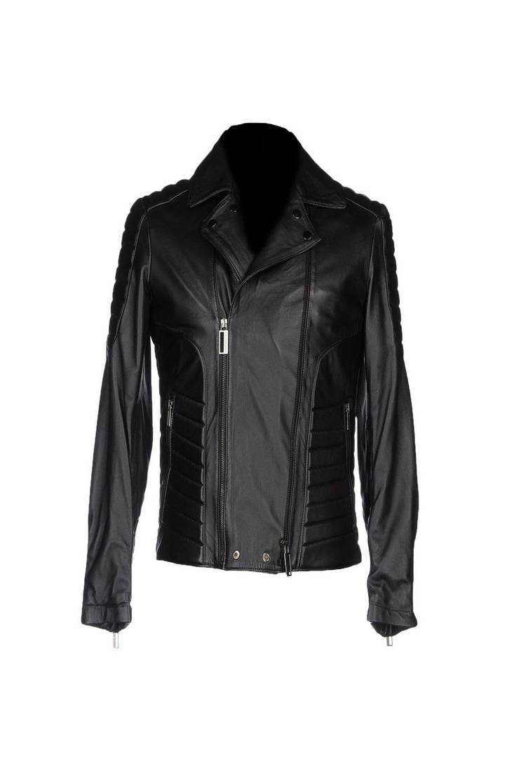 Men's black genuine lambskin leather jacket modern fashion outfit leather jacket-l123