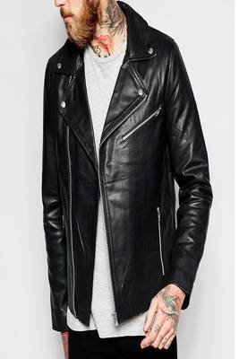 men's black lambskin leather jacket classic zip up style premium superior 1