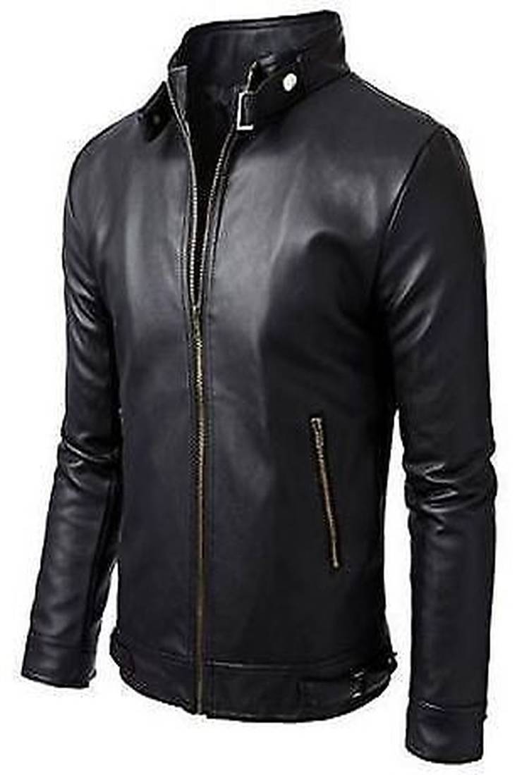 Men's black genuine lambskin leather jacket modern fashion outfit leather jacket-l127