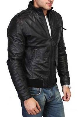 men's black lambskin leather jacket classic zip up style premium elegant 2