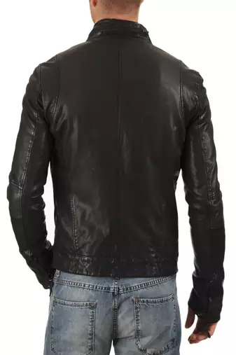 men's black lambskin leather jacket classic zip up style premium sophisticated