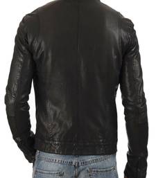 Men's black genuine lambskin leather jacket modern fashion outfit leather jacket-l128