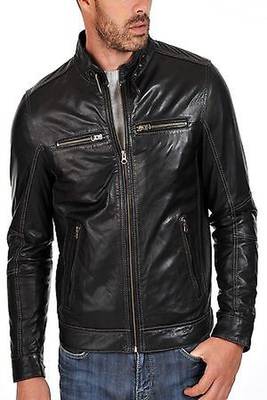 men's black lambskin leather jacket classic zip up style premium sophisticated 1